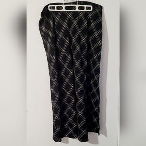 Vintage Eddie Bauer Black Plaid Maxi Skirt size 18 Linen Blend